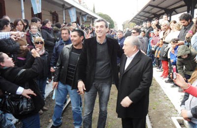 Gobernador Jorge y ministro Randazzo en el regreso del tren de pasajeros a General Pico