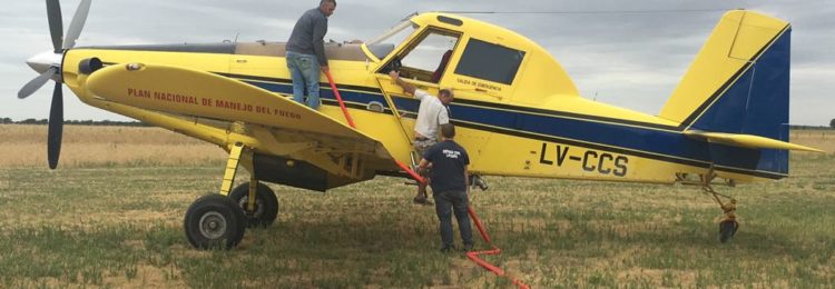 Incendios en La Pampa: Trabaja el avión del Plan Nacional de Manejo de Fuego