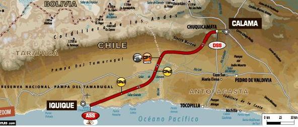 Recorrido Calama Iquique Dakar 2011